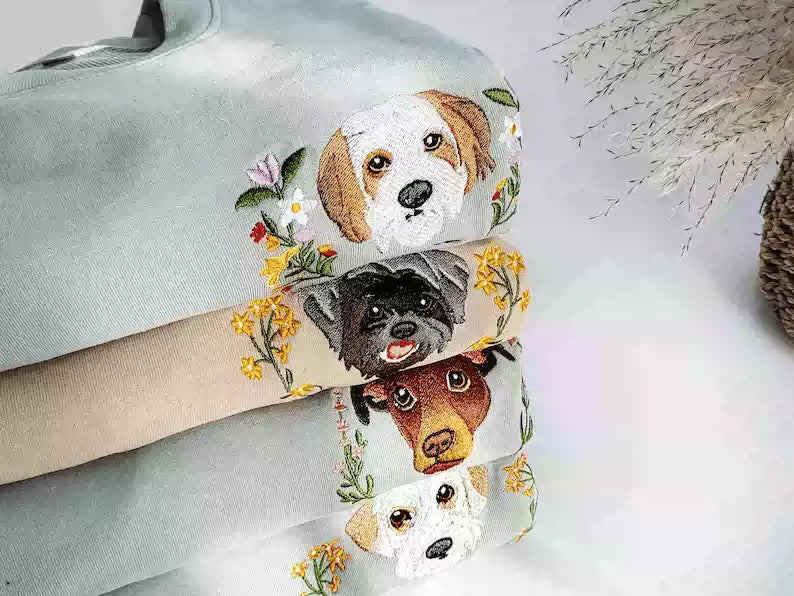 Custom Embroidered Pet Portrait Sweatshirt