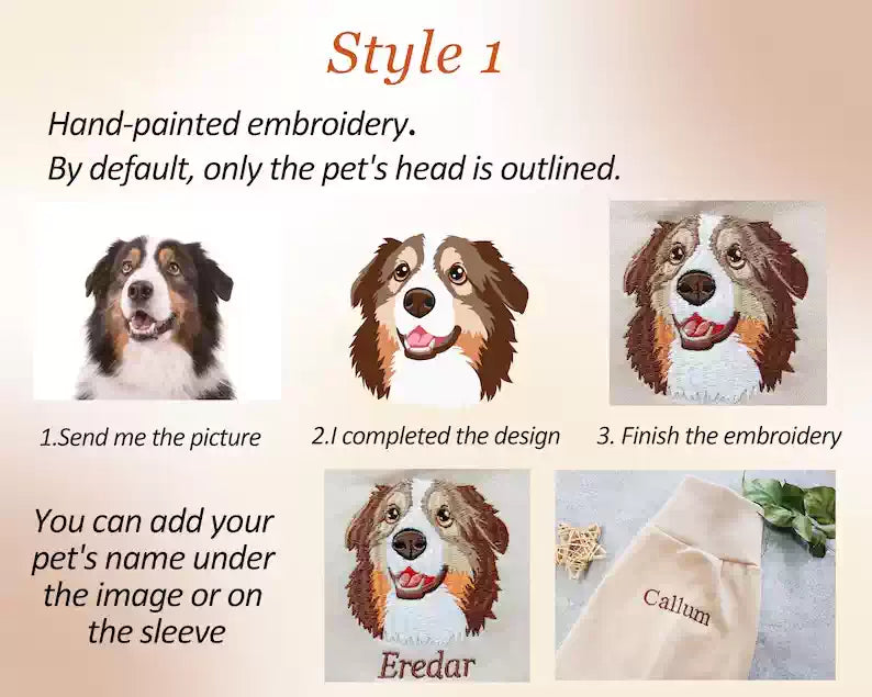 Custom Embroidered Pet Portrait Sweatshirt