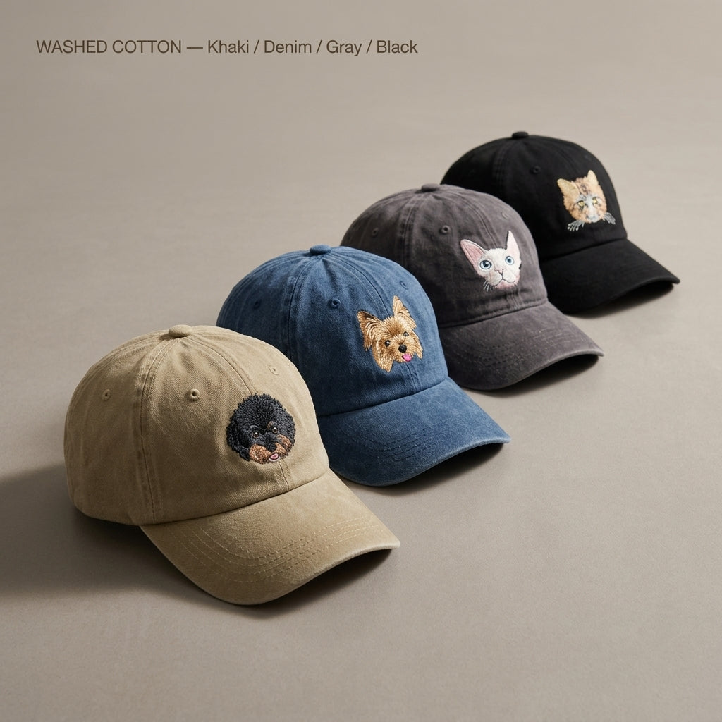 Custom Pet Portrait Embroidered Hat | Personalized Dog Cap from Your Photo