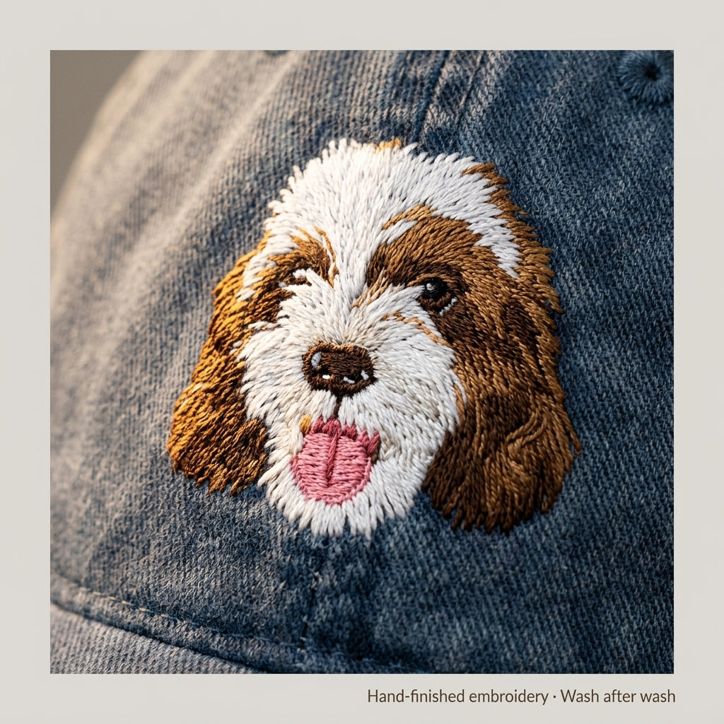 Custom Pet Portrait Embroidered Hat | Personalized Dog Cap from Your Photo