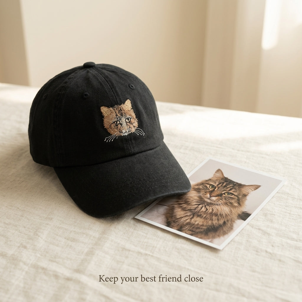 Custom Pet Portrait Embroidered Hat | Personalized Dog Cap from Your Photo