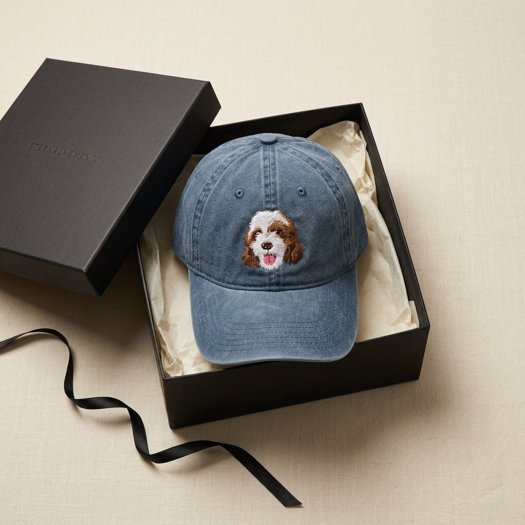 Custom Pet Portrait Embroidered Hat | Personalized Dog Cap from Your Photo