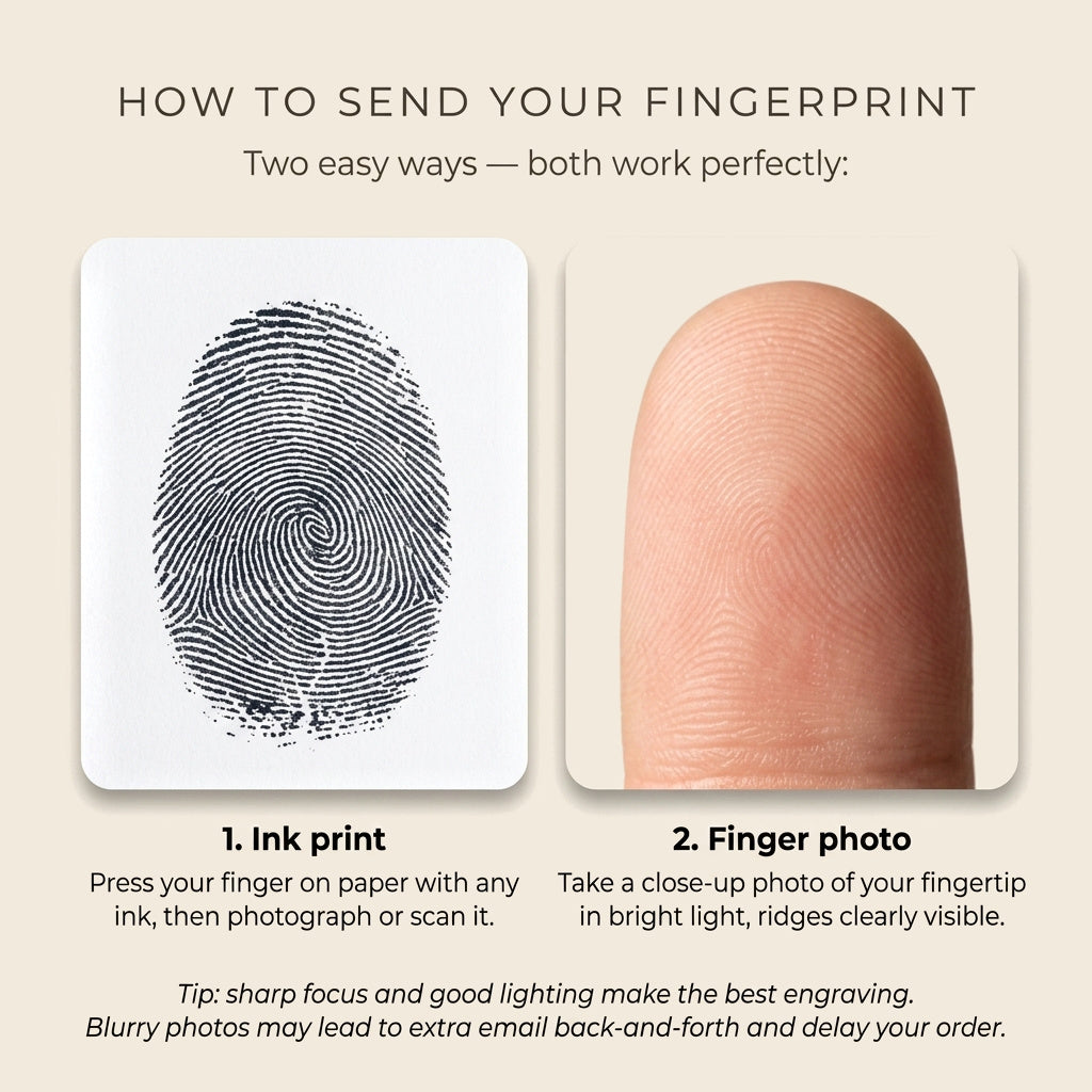 Custom Fingerprint Engraved Band Ring | Personalized Stainless Steel Wedding Band — Gold / Silver / Black