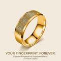 Custom Fingerprint Engraved Band Ring | Personalized Stainless Steel Wedding Band — Gold / Silver / Black