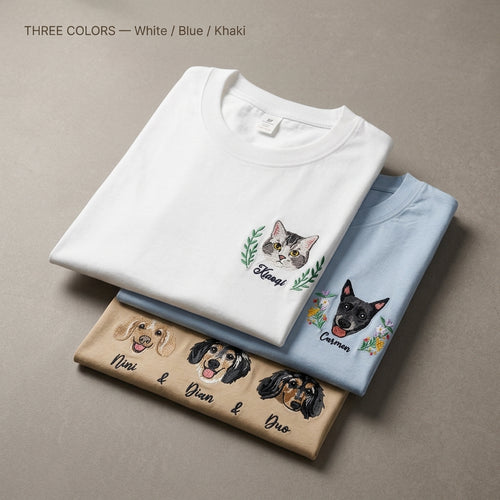 Custom Embroidered Pet Portrait T-shirt