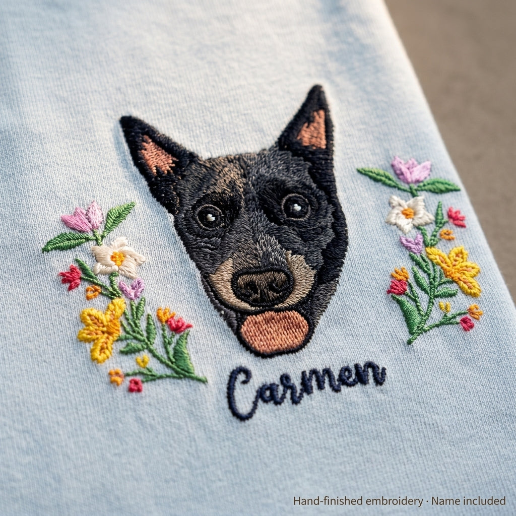 Custom Embroidered Pet Portrait T-shirt