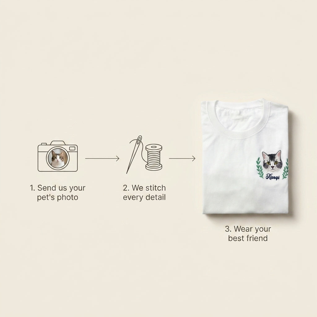 Custom Embroidered Pet Portrait T-shirt