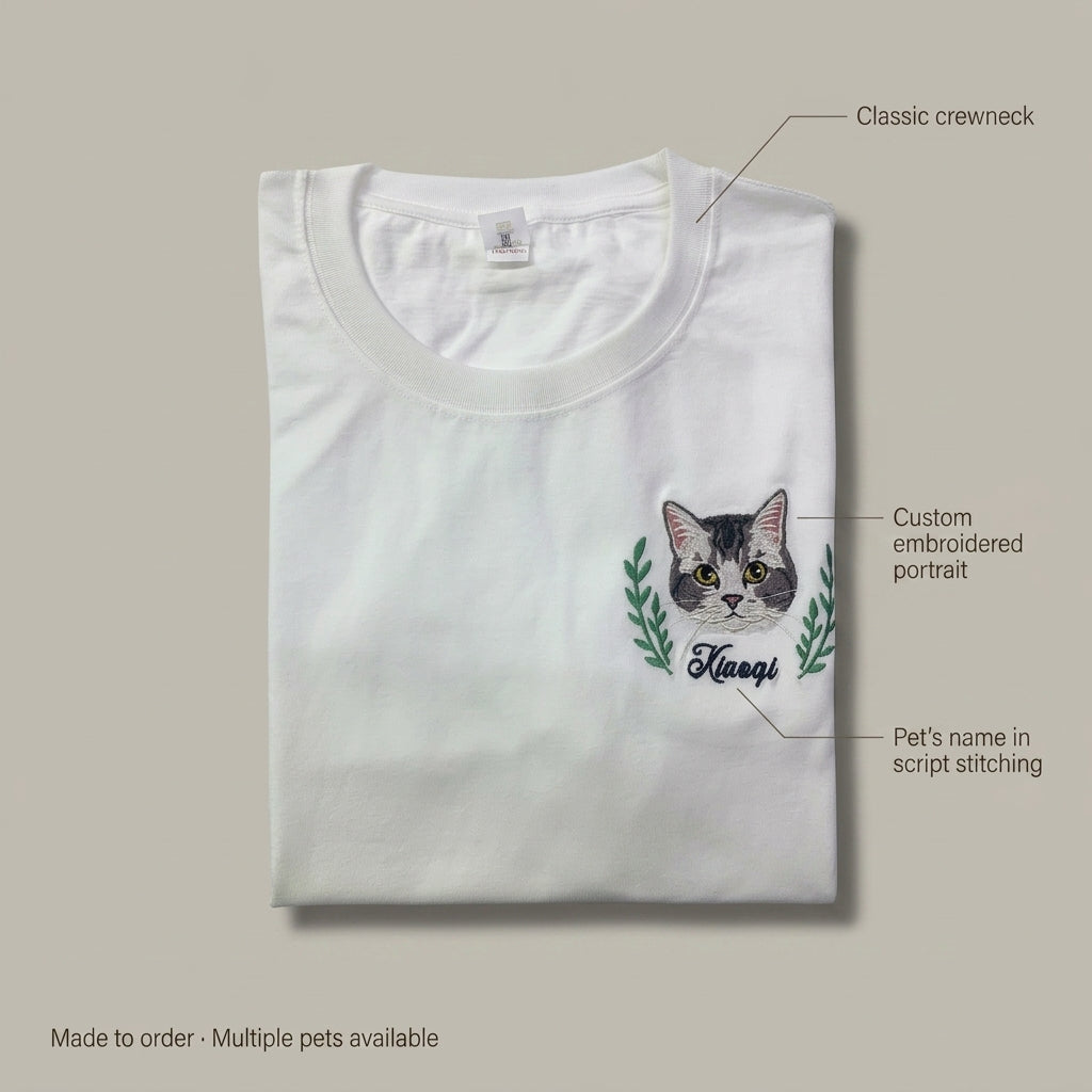 Custom Embroidered Pet Portrait T-shirt