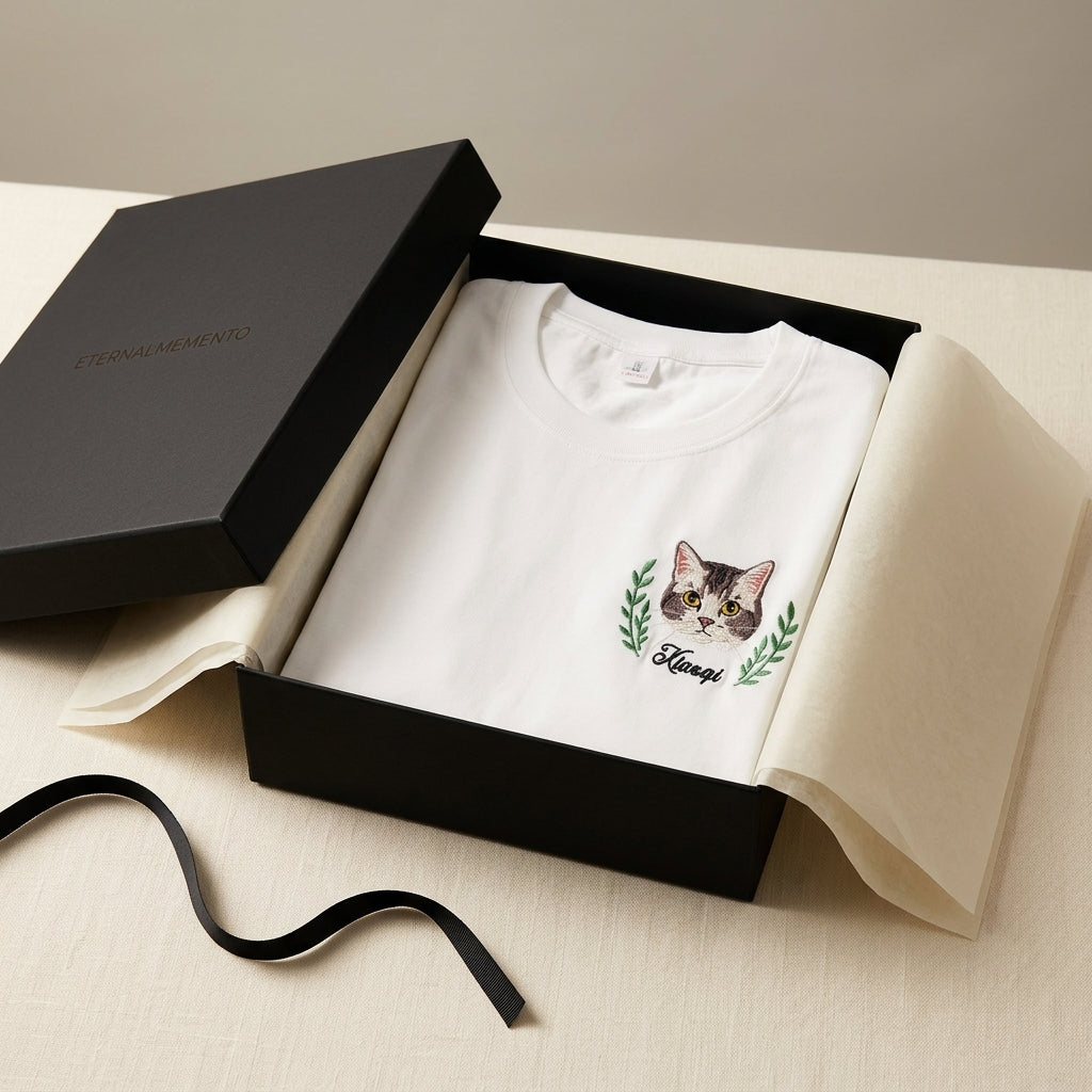 Custom Embroidered Pet Portrait T-shirt
